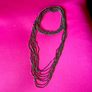 21” pewter silver beaded necklace